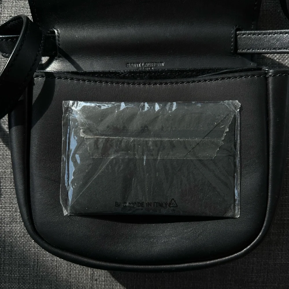 Yves Saint Laurent Black Crossbody Bag with Gold Logo - Picture 5 of 6